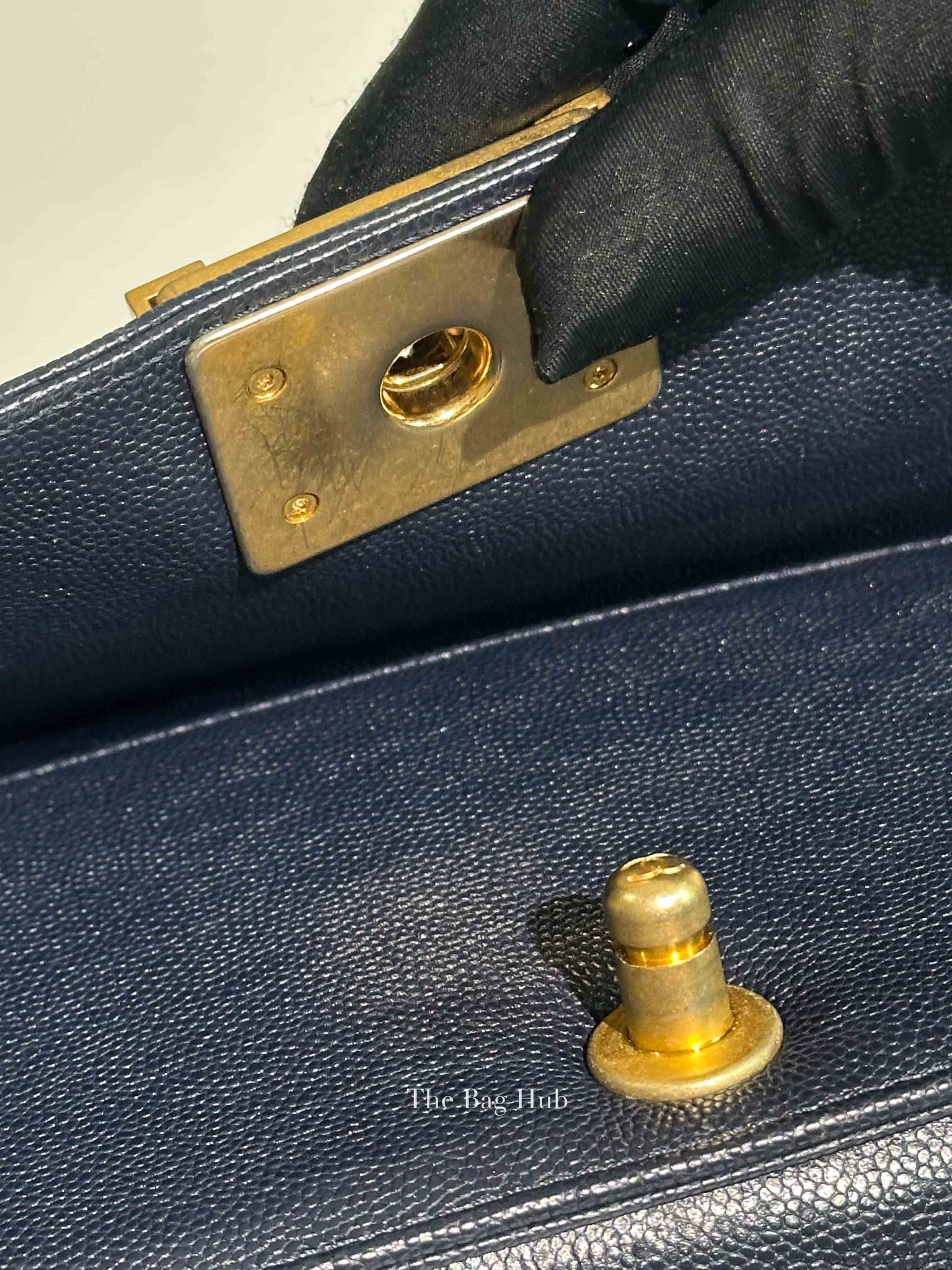 Chanel Navy Blue Quilted Caviar Small Boy Flap Bag GHW