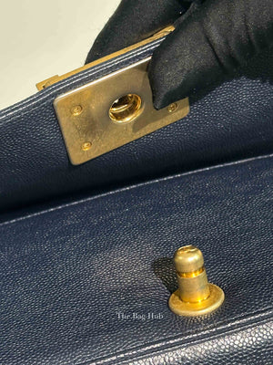 Chanel Navy Blue Quilted Caviar Small Boy Flap Bag GHW