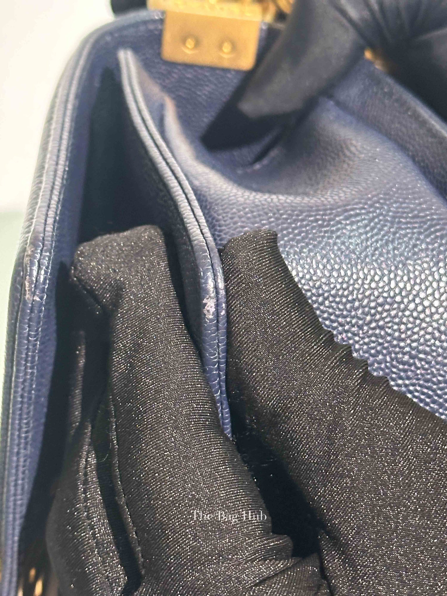 Chanel Navy Blue Quilted Caviar Small Boy Flap Bag GHW