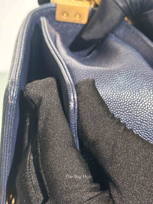 Chanel Navy Blue Quilted Caviar Small Boy Flap Bag GHW