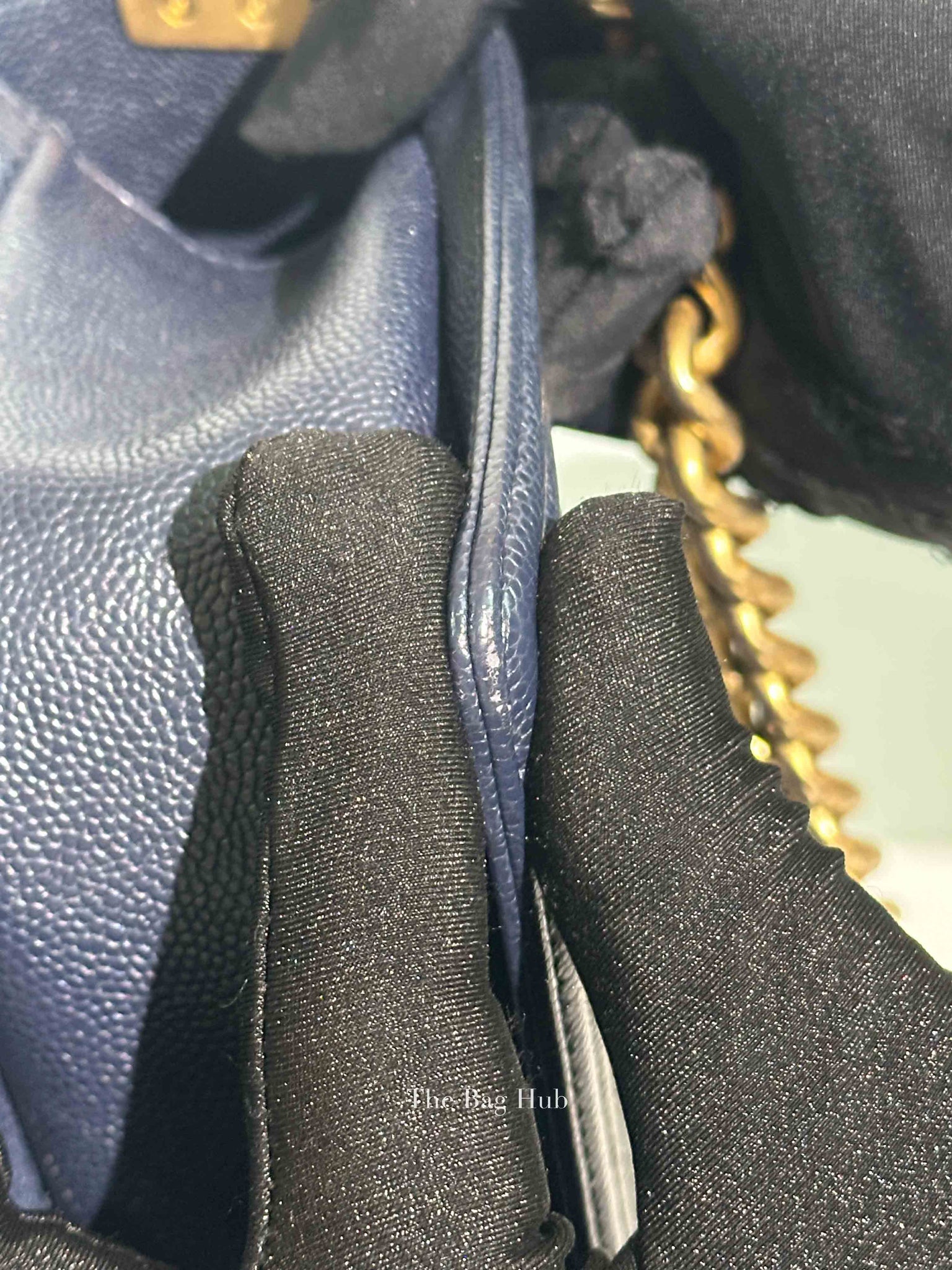 Chanel Navy Blue Quilted Caviar Small Boy Flap Bag GHW