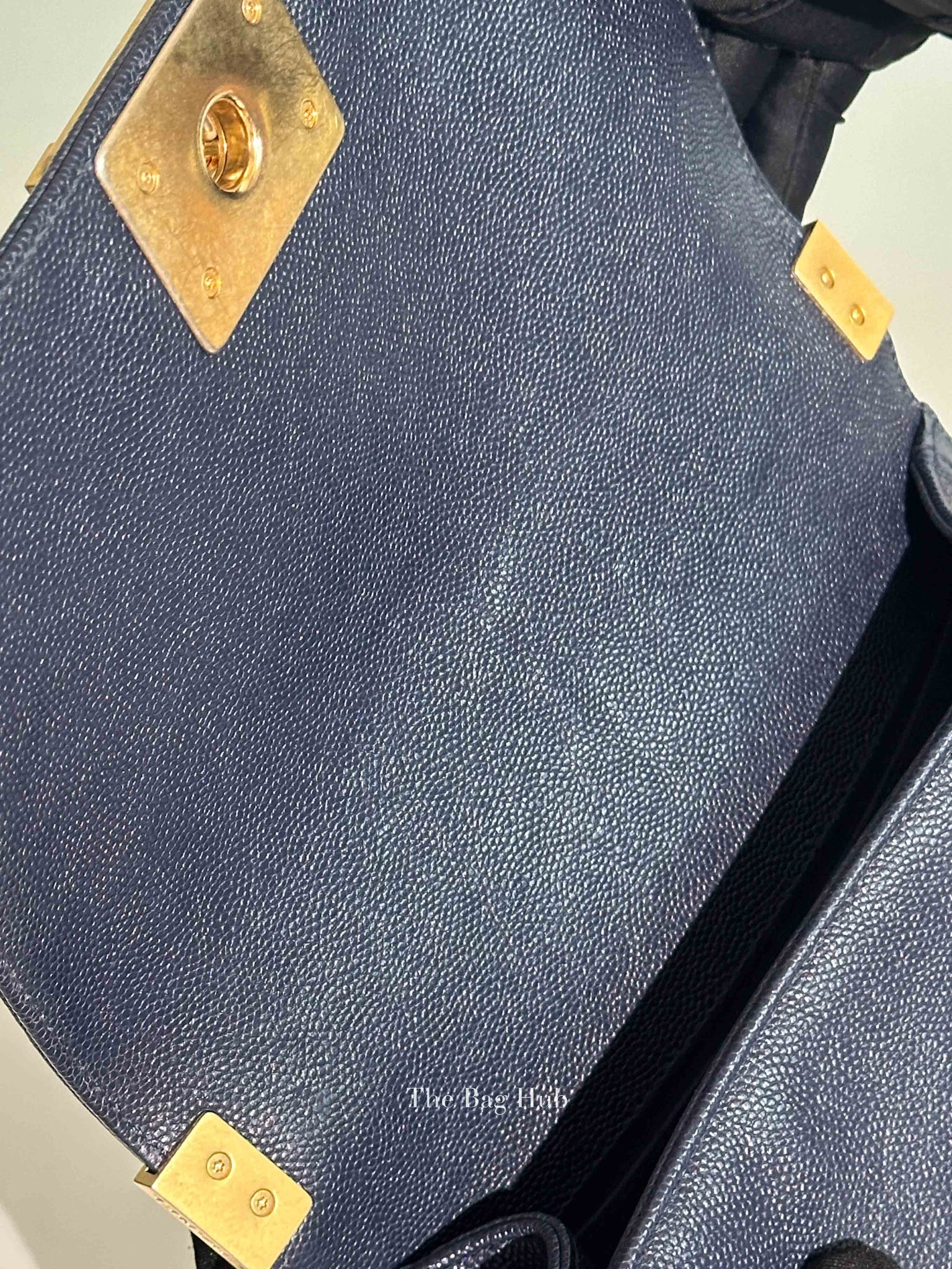Chanel Navy Blue Quilted Caviar Small Boy Flap Bag GHW