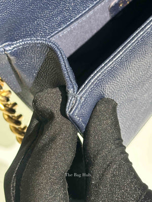 Chanel Navy Blue Quilted Caviar Small Boy Flap Bag GHW