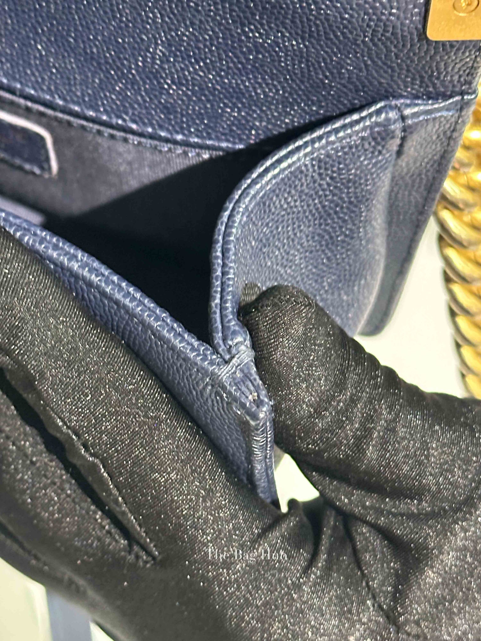 Chanel Navy Blue Quilted Caviar Small Boy Flap Bag GHW