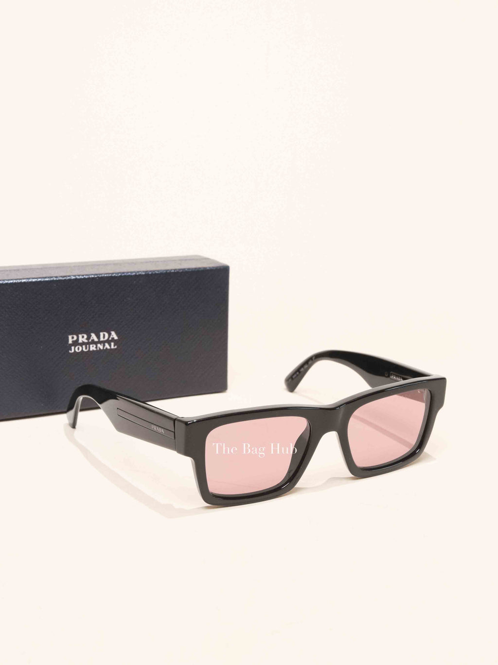 Prada Black Acetate Polarized Fuchsia Lenses SPR 25Z Sunglasses