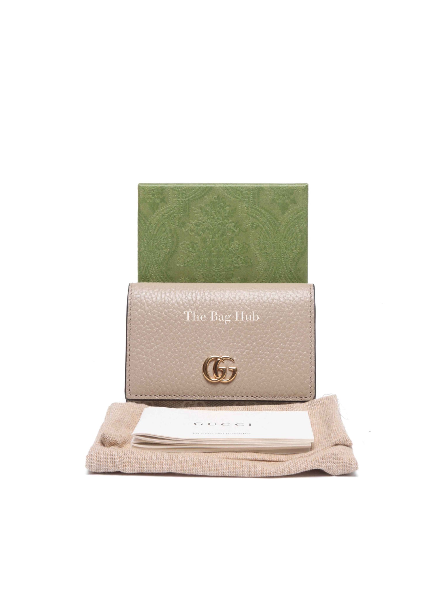 Gucci Beige/White Leather Canvas GG Marmont Card Case