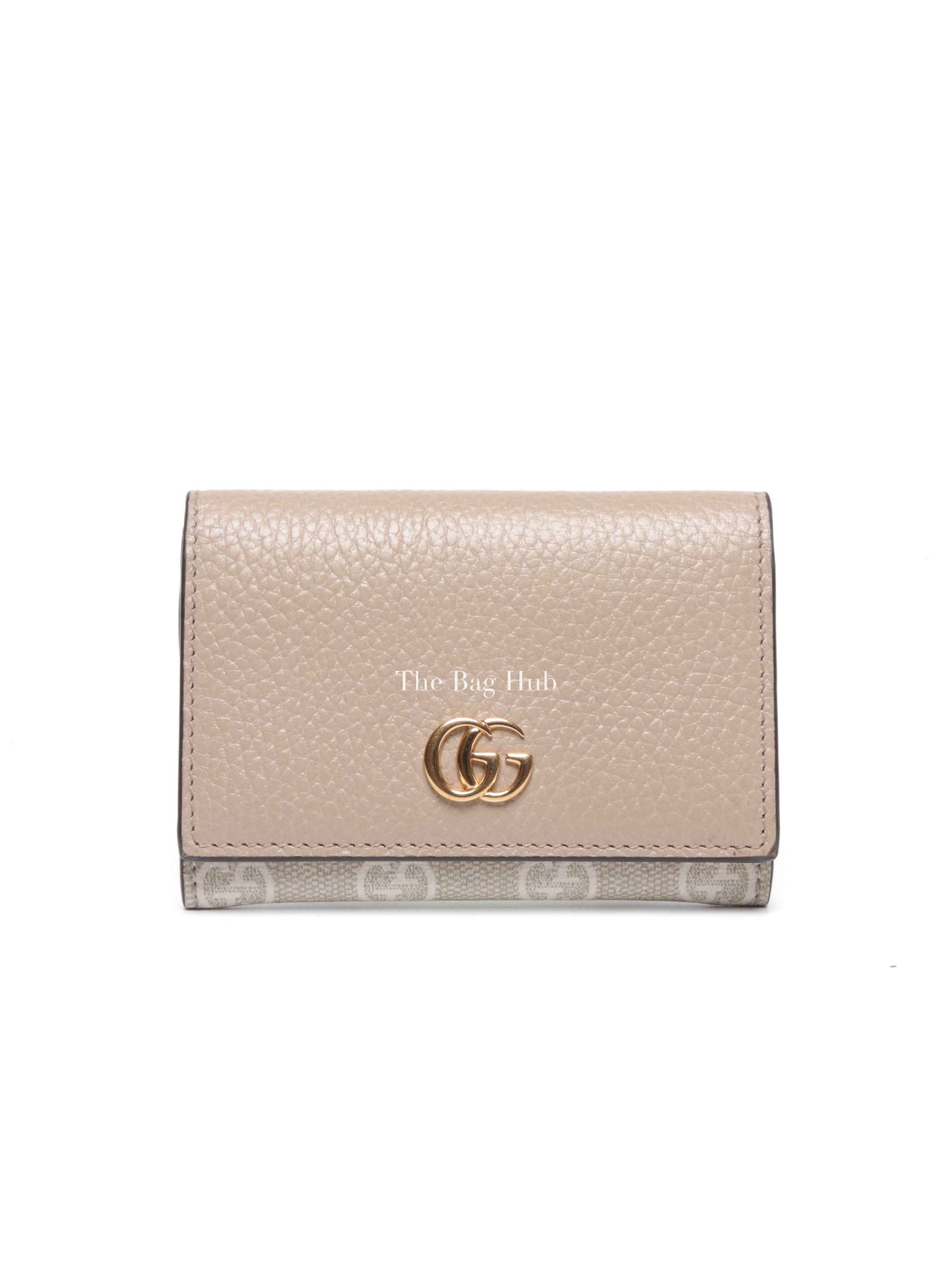 Gucci Beige/White Leather Canvas GG Marmont Card Case