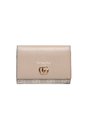Gucci Beige/White Leather Canvas GG Marmont Card Case