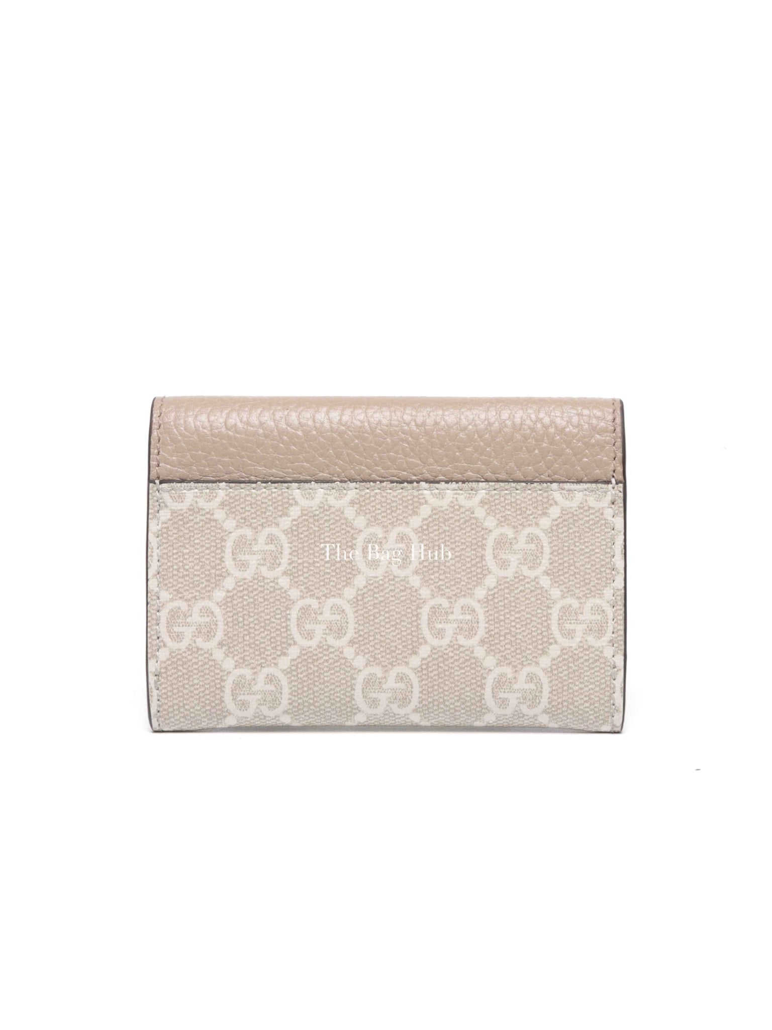 Gucci Beige/White Leather Canvas GG Marmont Card Case