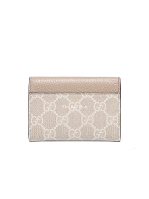 Gucci Beige/White Leather Canvas GG Marmont Card Case