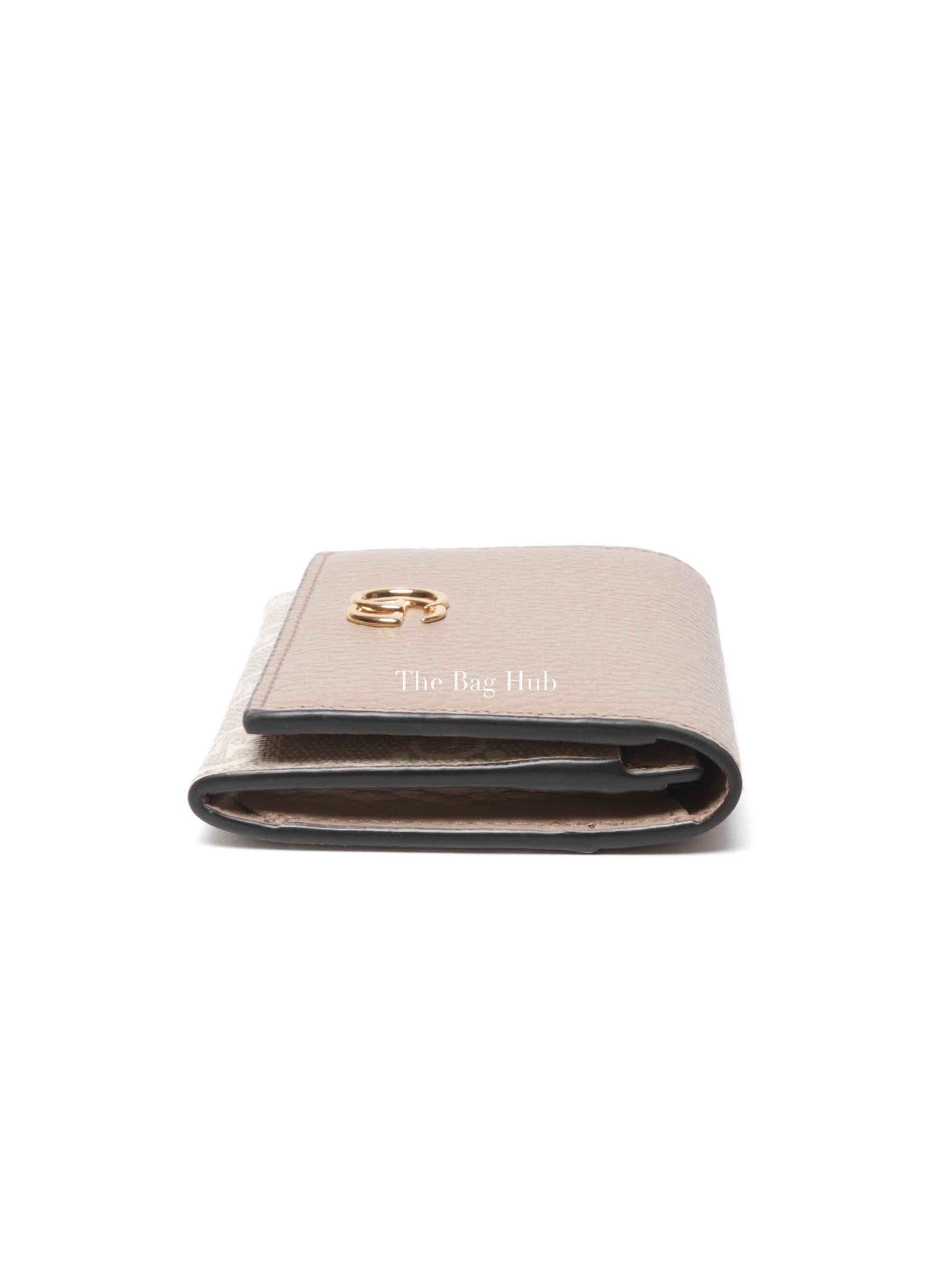 Gucci Beige/White Leather Canvas GG Marmont Card Case