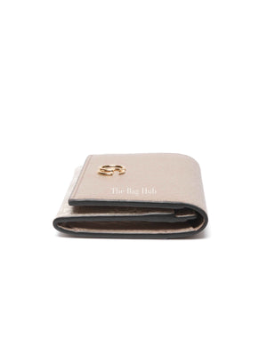 Gucci Beige/White Leather Canvas GG Marmont Card Case