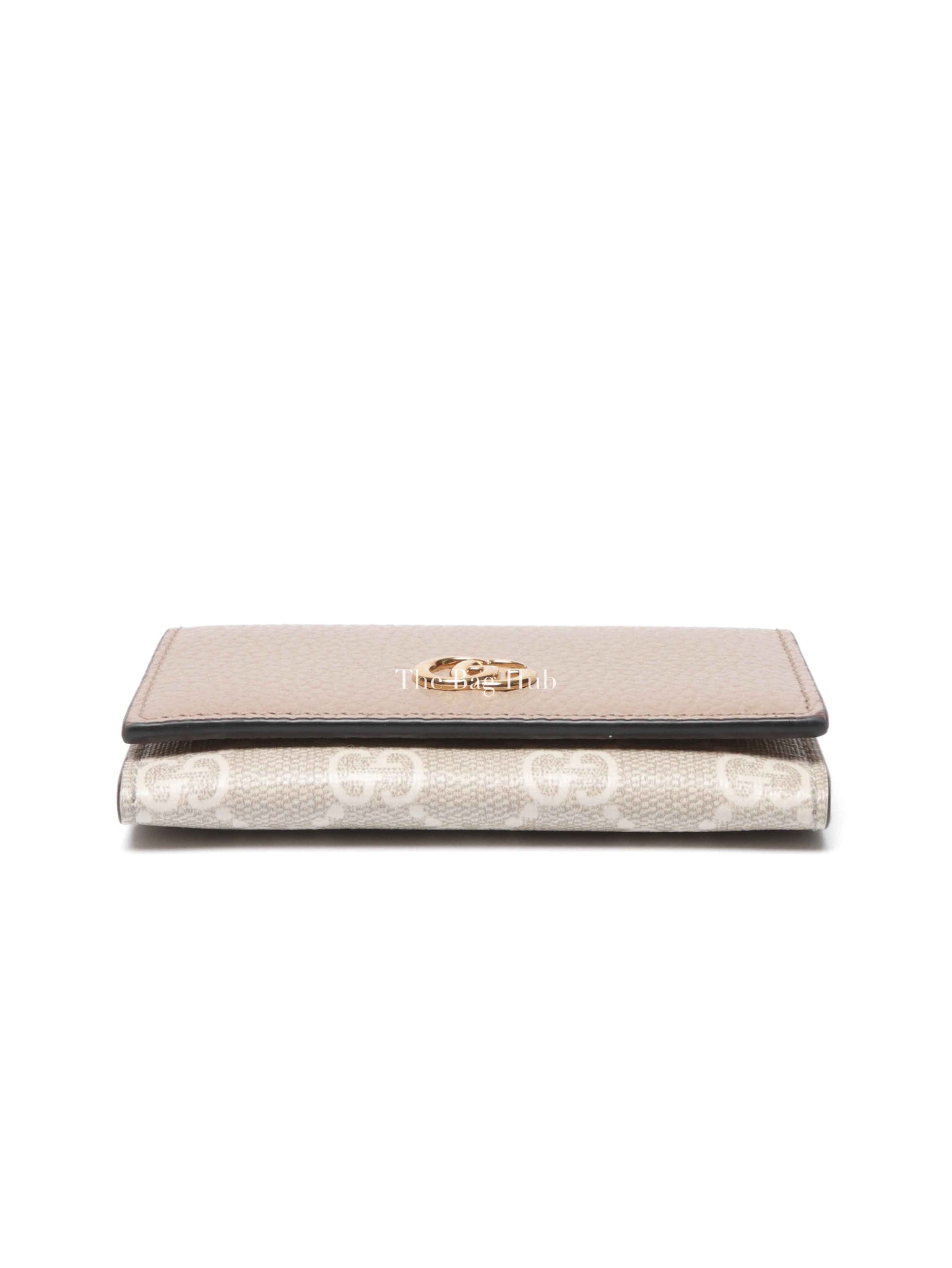 Gucci Beige/White Leather Canvas GG Marmont Card Case