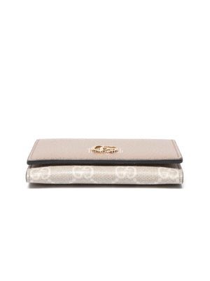 Gucci Beige/White Leather Canvas GG Marmont Card Case