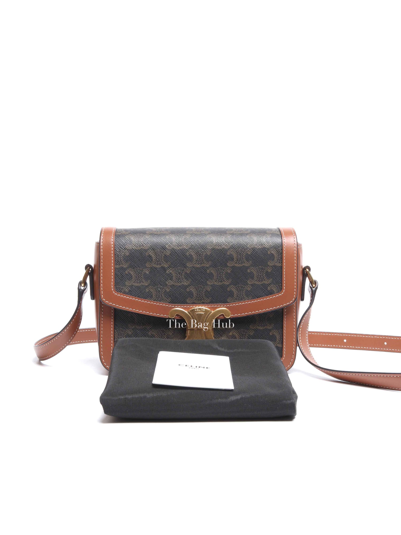 Celine Tan Canvas/Calfskin Teen Triomphe Shoulder Bag
