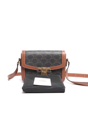 Celine Tan Canvas/Calfskin Teen Triomphe Shoulder Bag