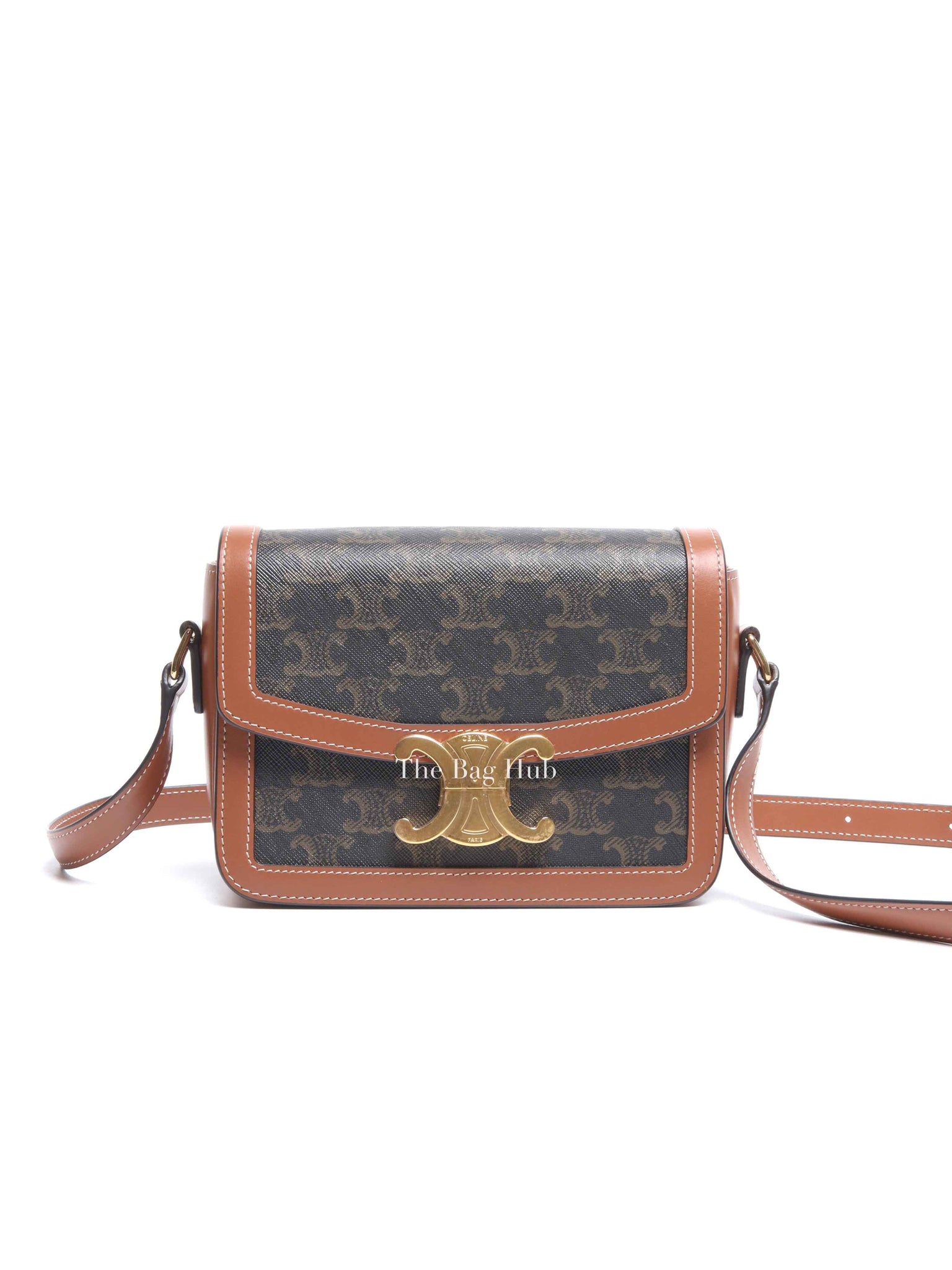 Celine Tan Canvas/Calfskin Teen Triomphe Shoulder Bag