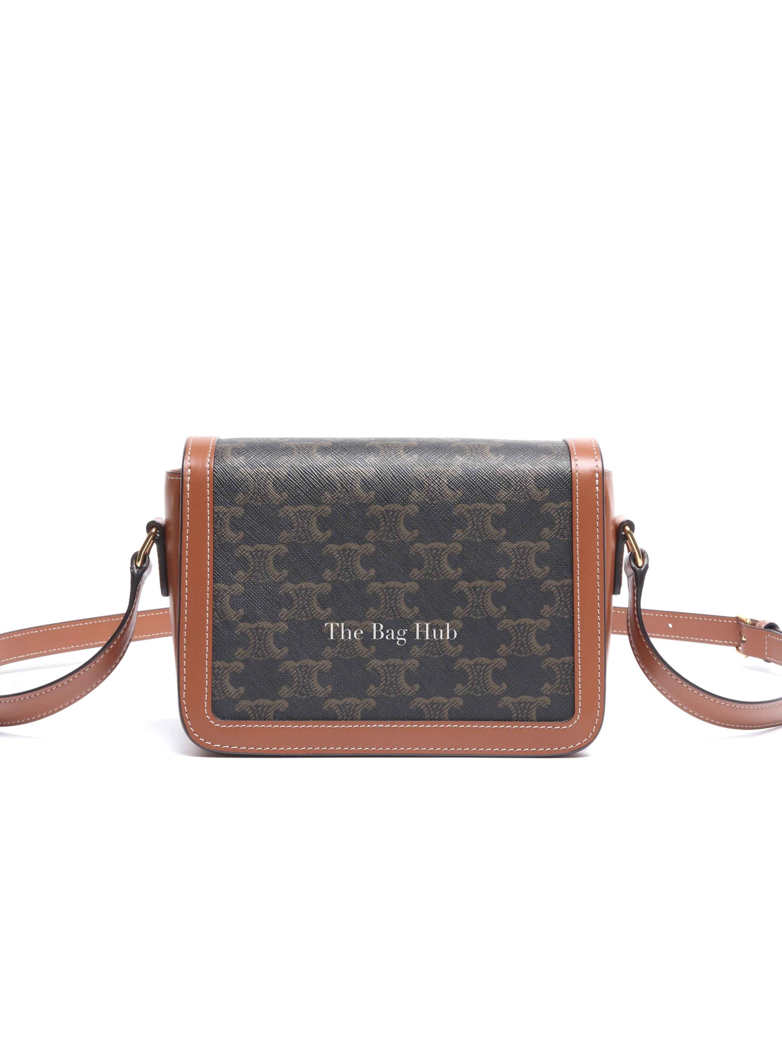 Celine Tan Canvas/Calfskin Teen Triomphe Shoulder Bag