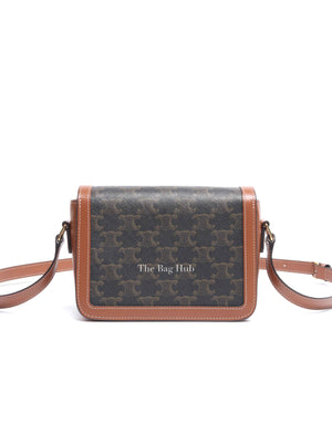 Celine Tan Canvas/Calfskin Teen Triomphe Shoulder Bag