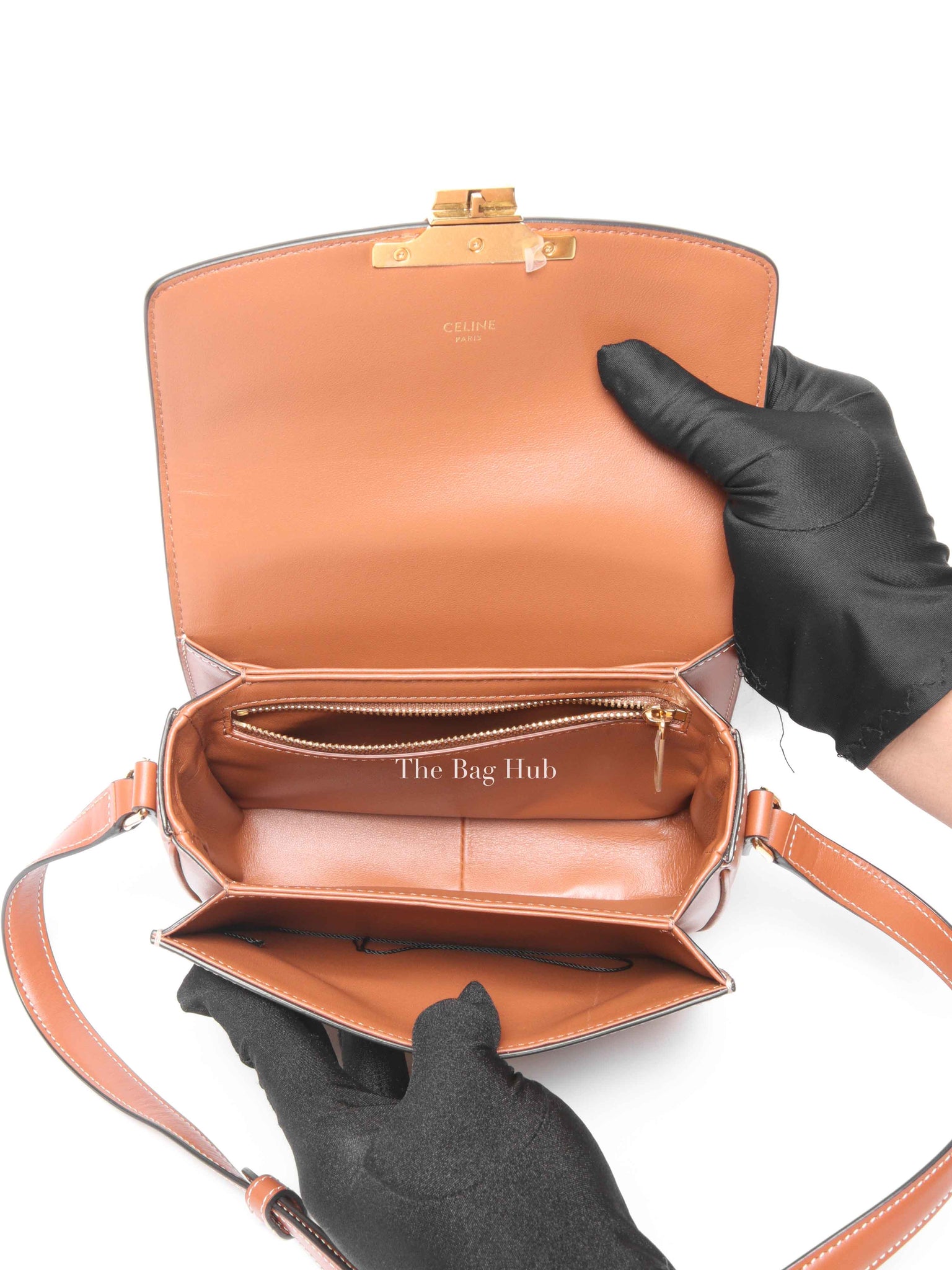 Celine Tan Canvas/Calfskin Teen Triomphe Shoulder Bag