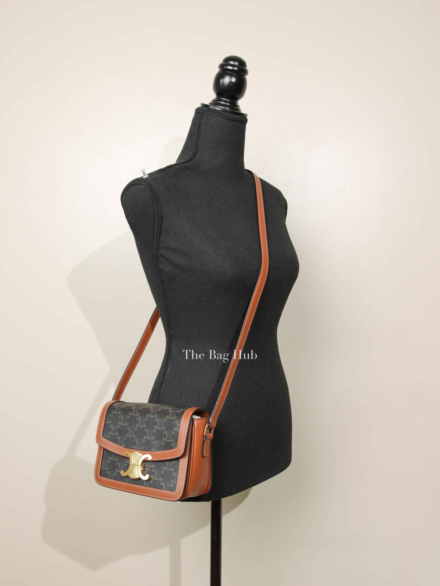 Celine Tan Canvas/Calfskin Teen Triomphe Shoulder Bag