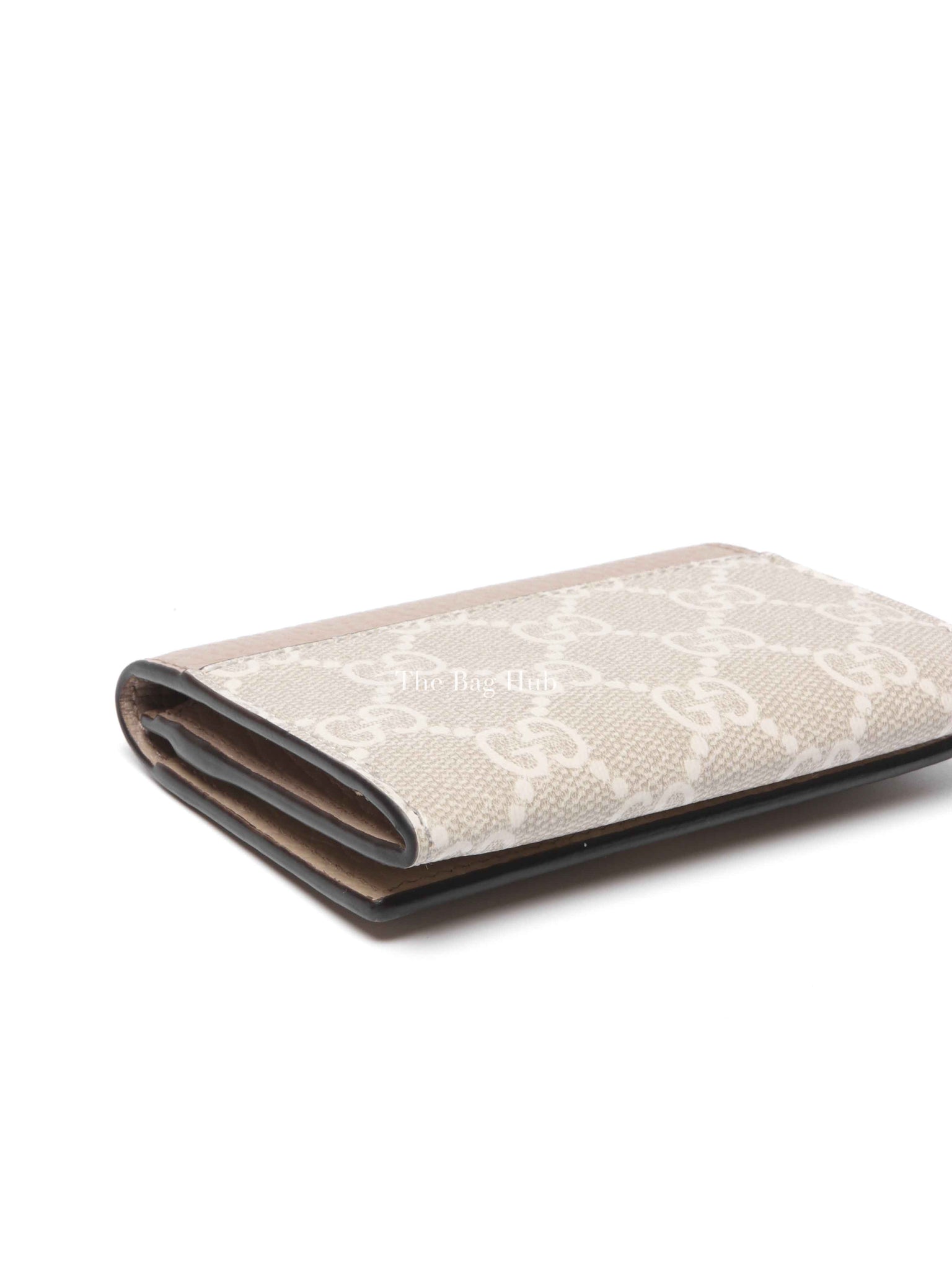 Gucci Beige/White Leather Canvas GG Marmont Card Case