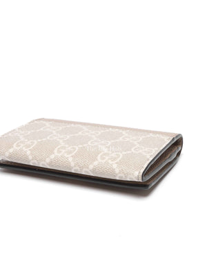 Gucci Beige/White Leather Canvas GG Marmont Card Case