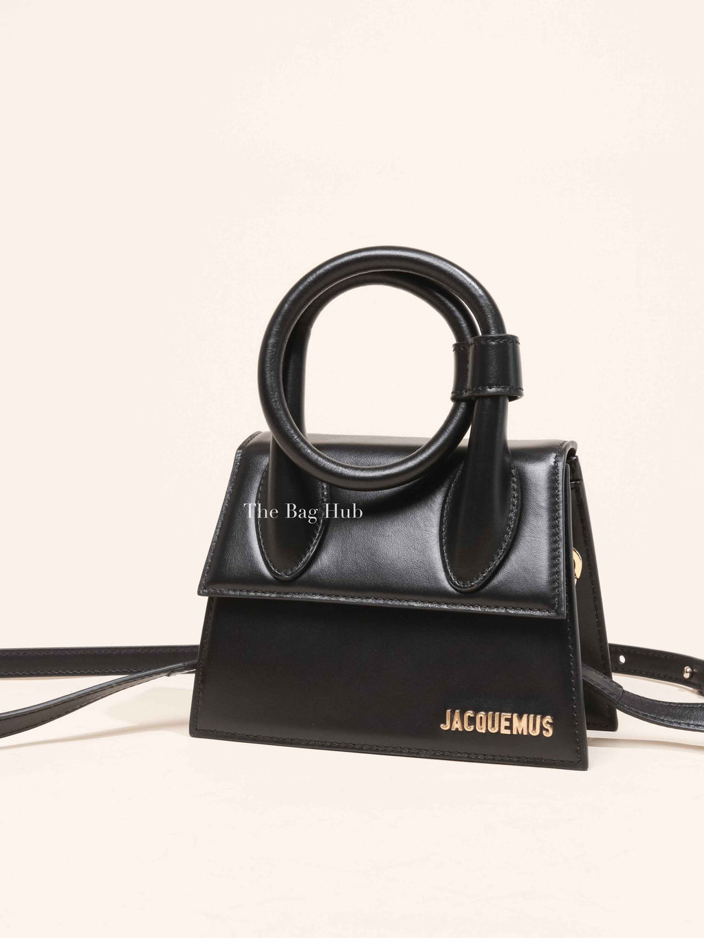 Jacquemus Black Leather Le Chiquito Noued Bag