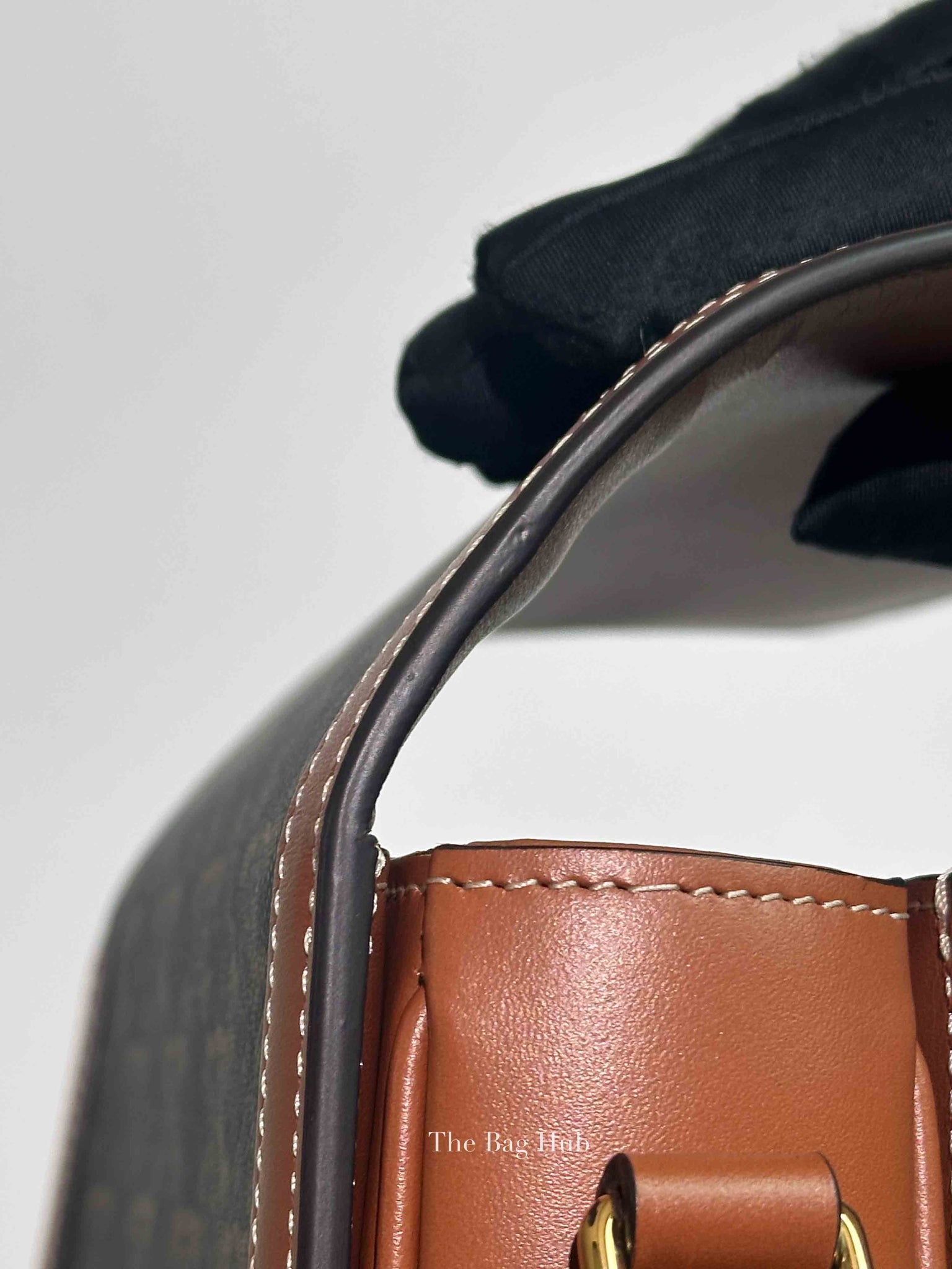 Celine Tan Canvas/Calfskin Teen Triomphe Shoulder Bag