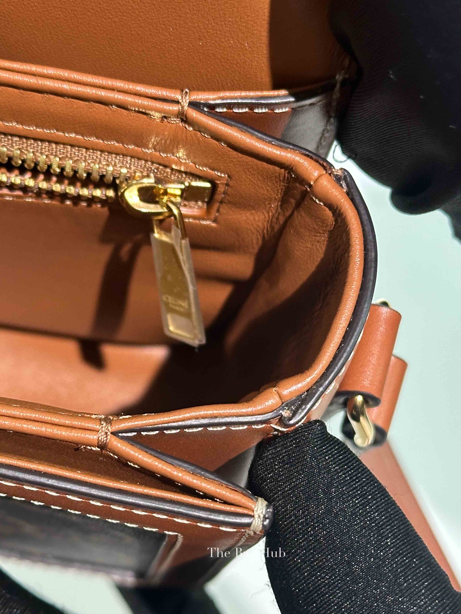 Celine Tan Canvas/Calfskin Teen Triomphe Shoulder Bag