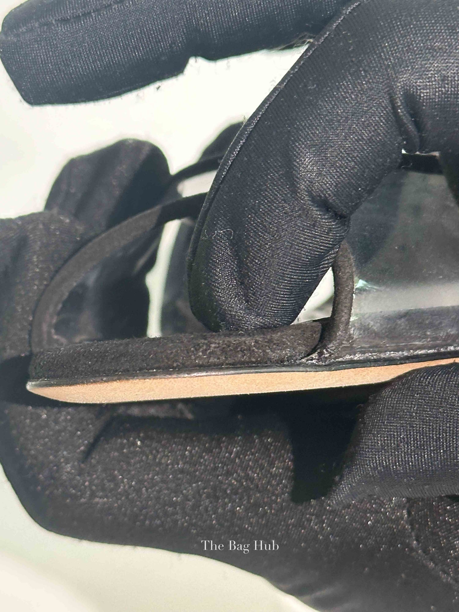 Manolo Blahnik Black Suade Jadifa Clear Stiletto Mule Sandals Size 36.5