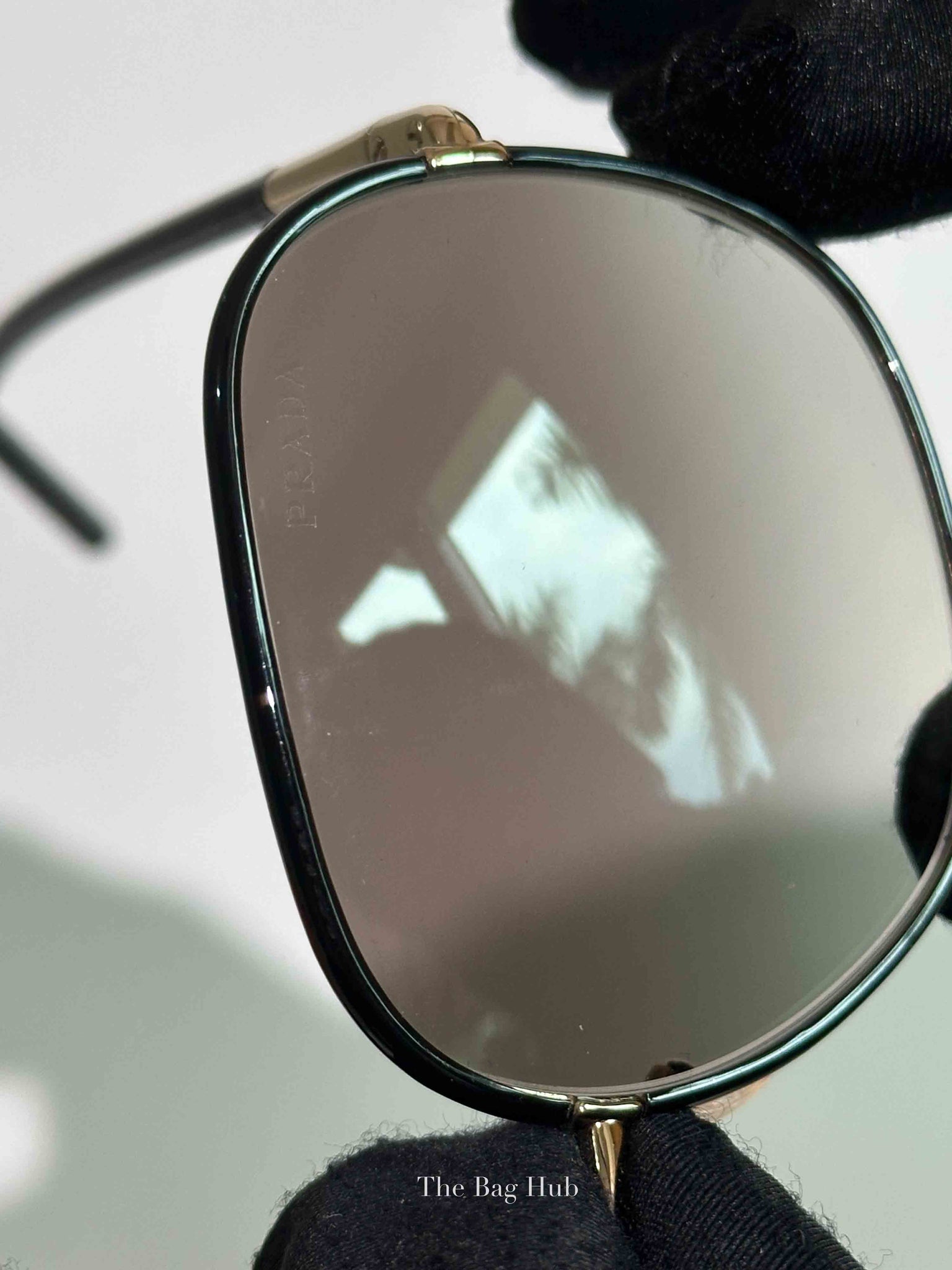 Prada Black Acetate Round Sunglasses