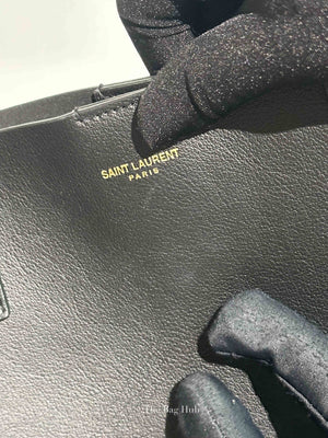 Saint Laurent Black Leather Supple North/South Tote Bag