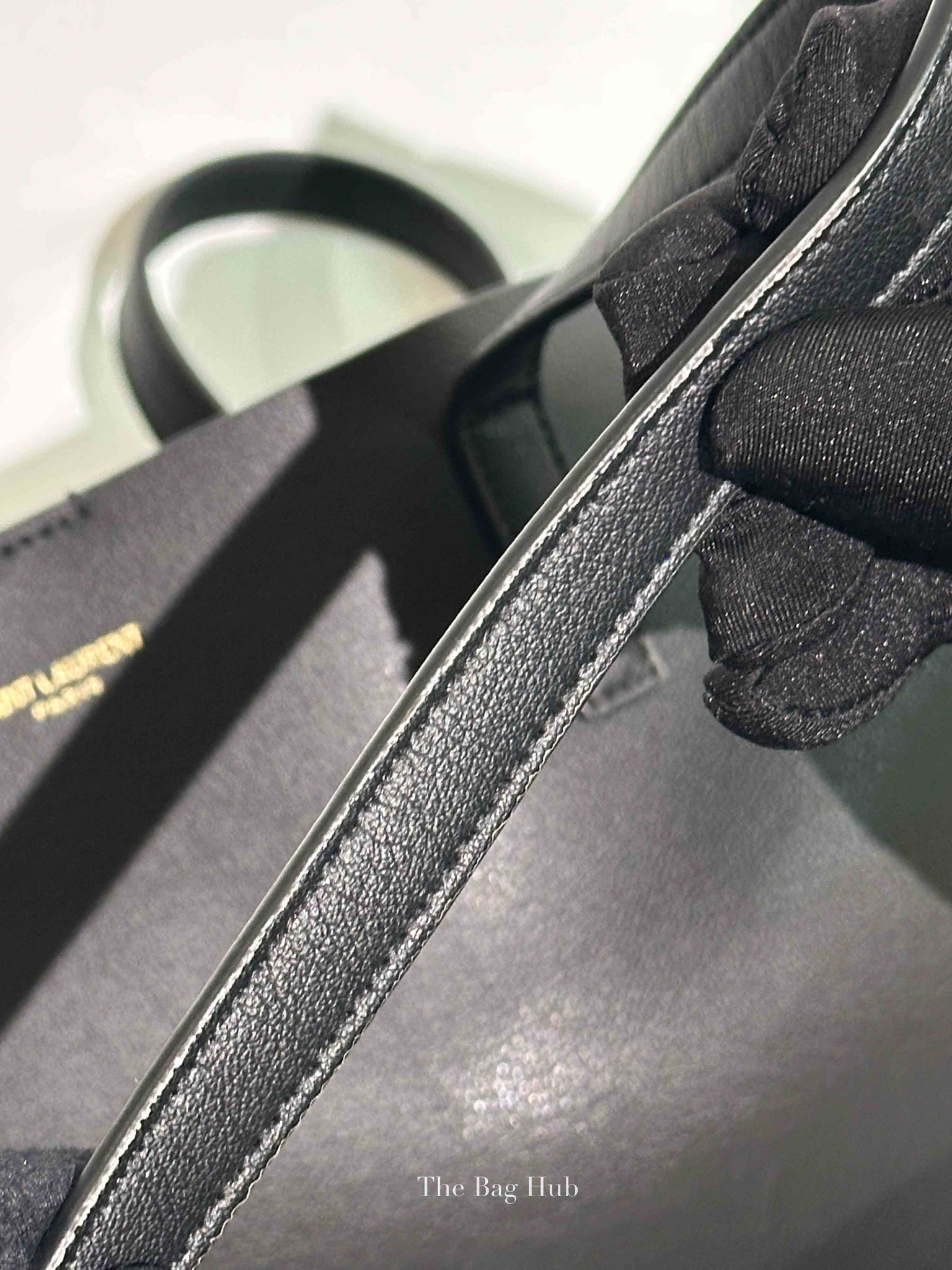 Saint Laurent Black Leather Supple North/South Tote Bag