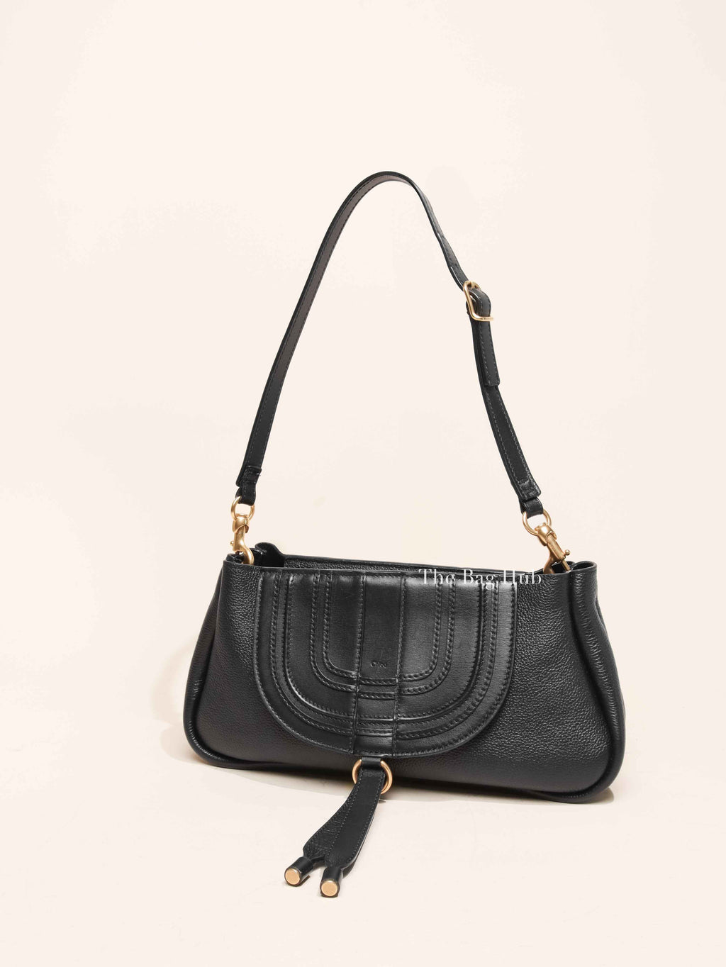 Chloe Black Leather Marcie Medium Clutch Bag with Shoulder Strap