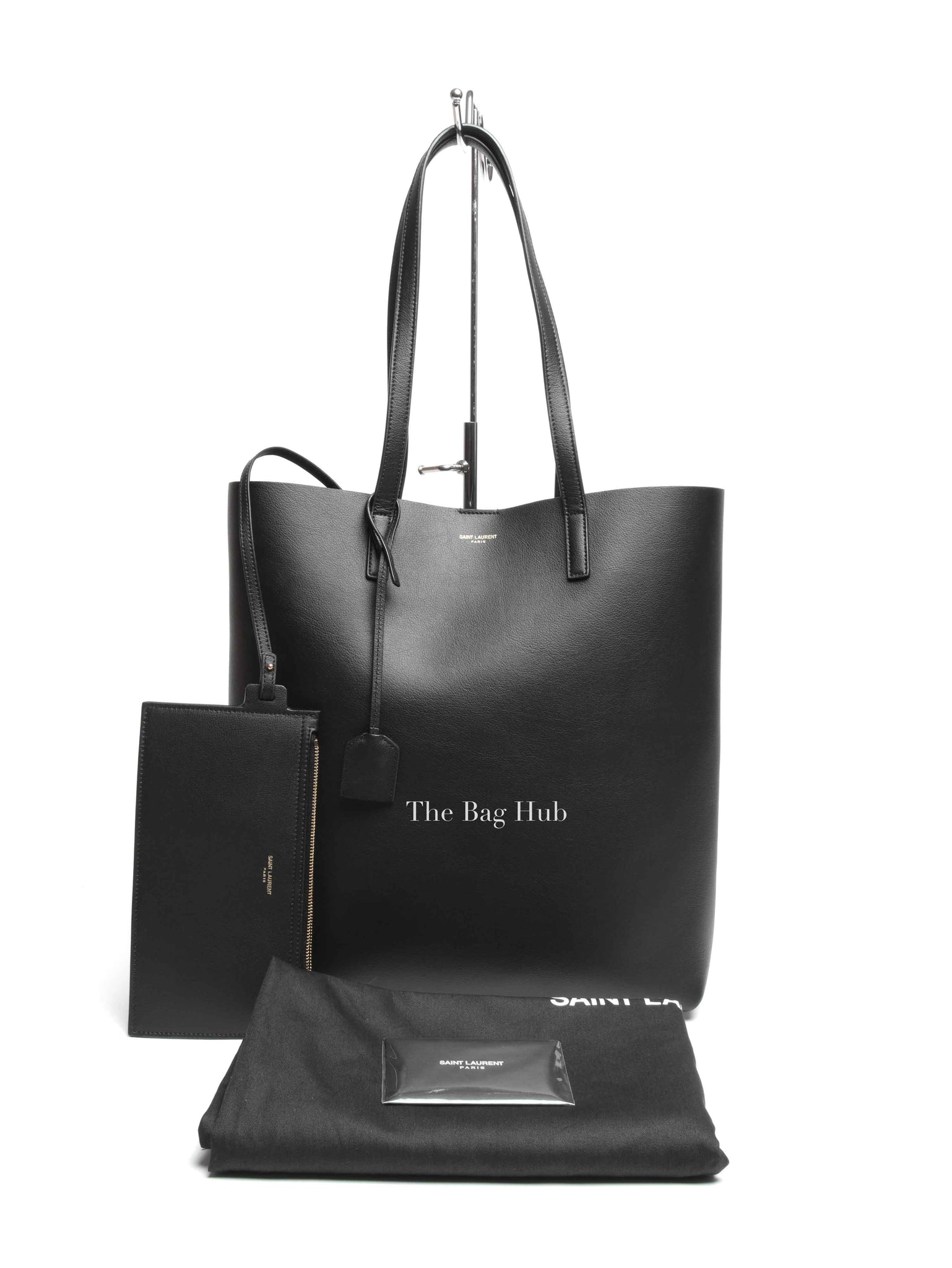 Saint Laurent Black Leather Supple North/South Tote Bag