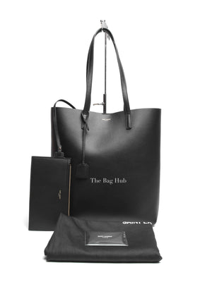 Saint Laurent Black Leather Supple North/South Tote Bag