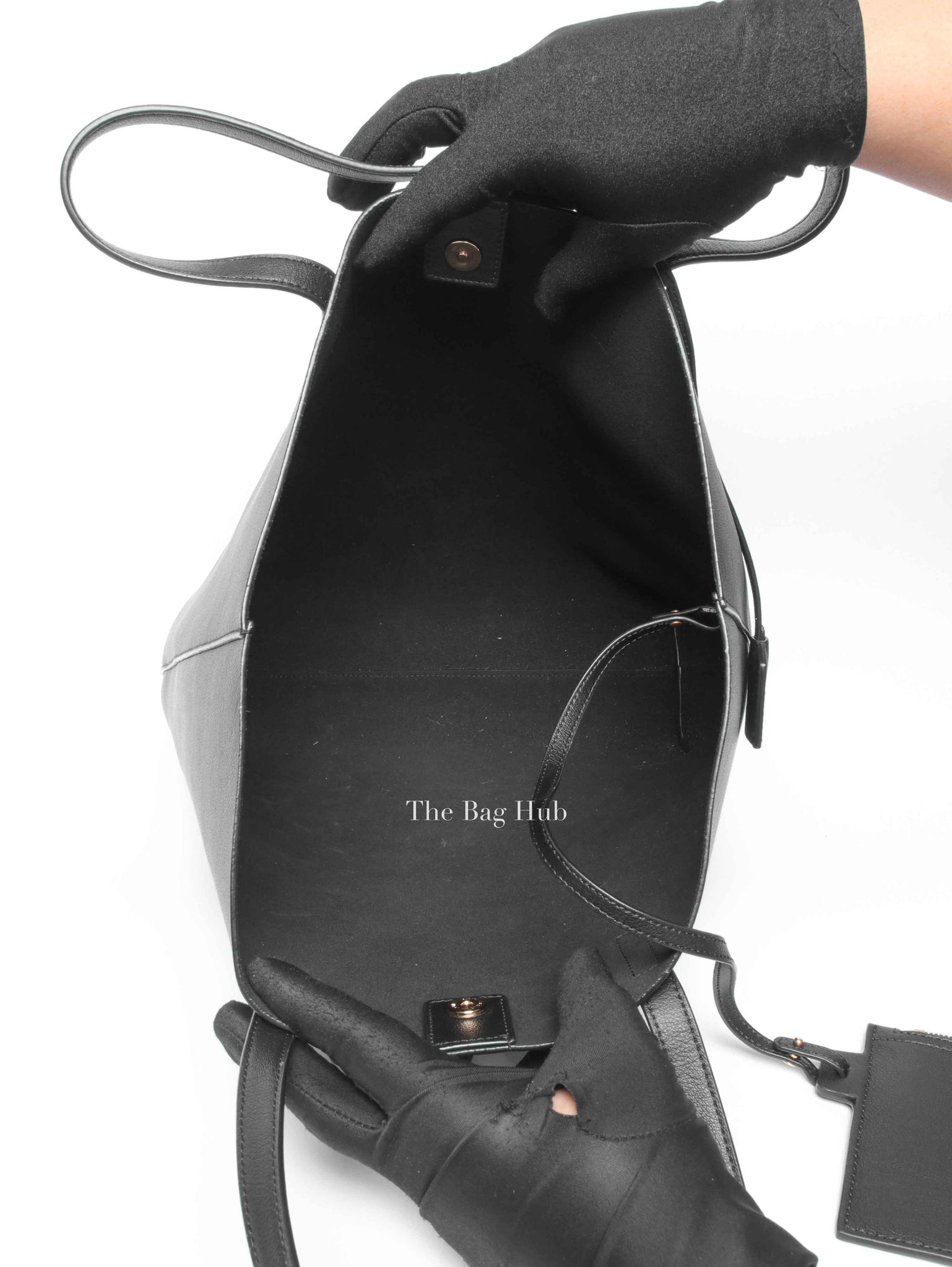 Saint Laurent Black Leather Supple North/South Tote Bag