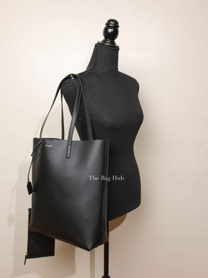 Saint Laurent Black Leather Supple North/South Tote Bag
