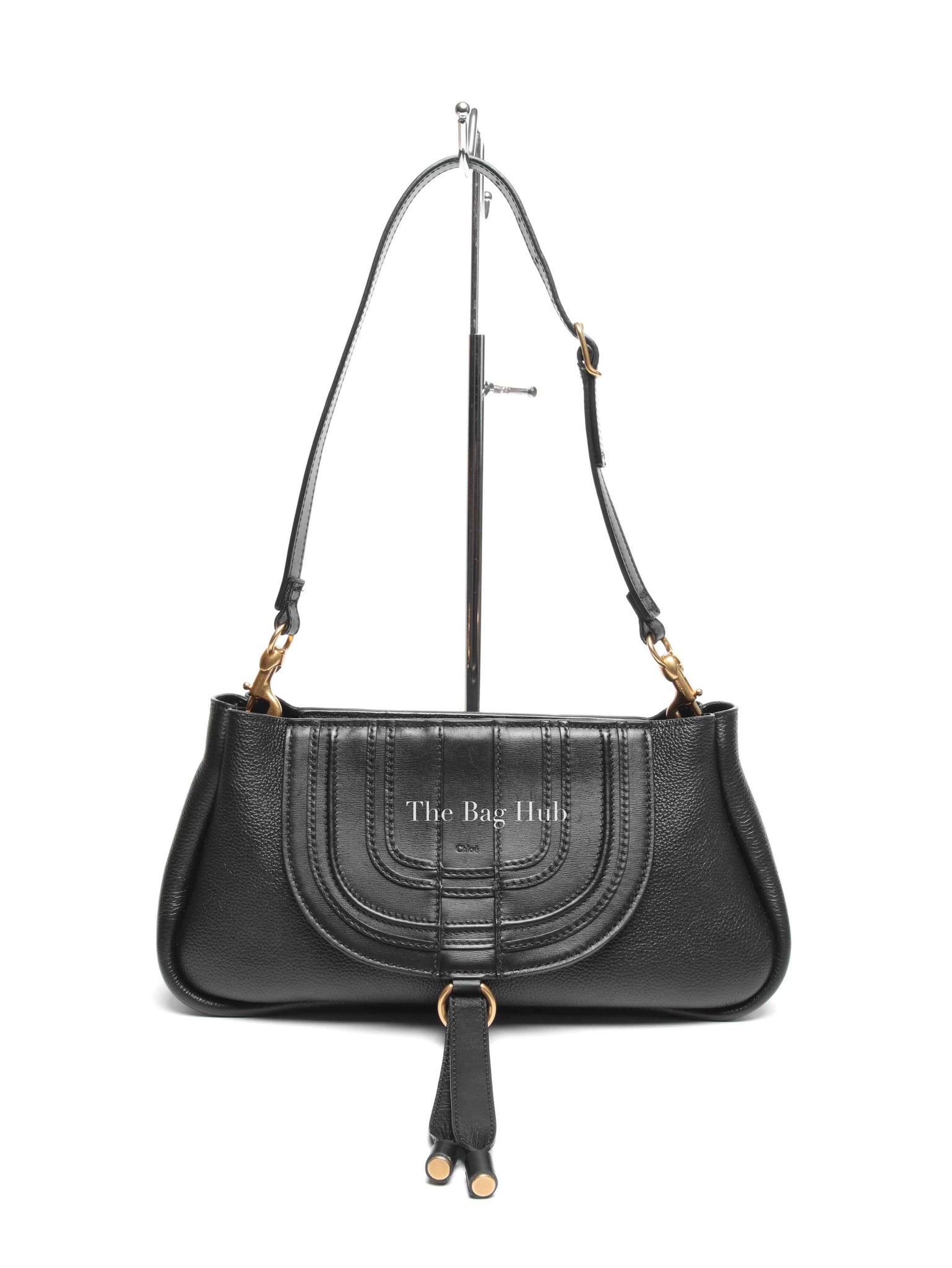 Chloe Black Leather Marcie Medium Clutch Bag with Shoulder Strap