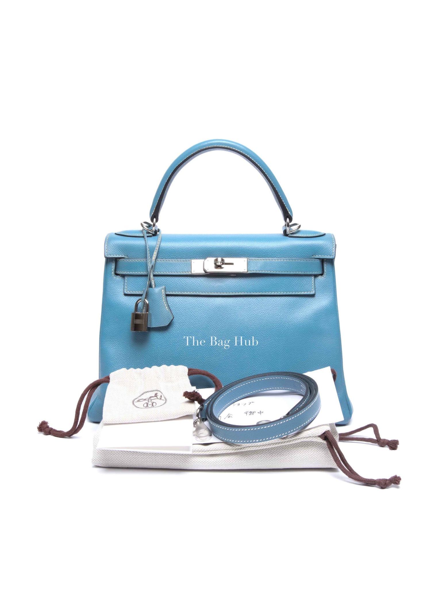 Hermes Bleu Jean Epsom Retourne 28 Kelly Bag PHW
