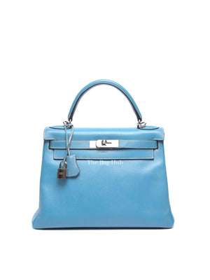 Hermes Bleu Jean Epsom Retourne 28 Kelly Bag PHW