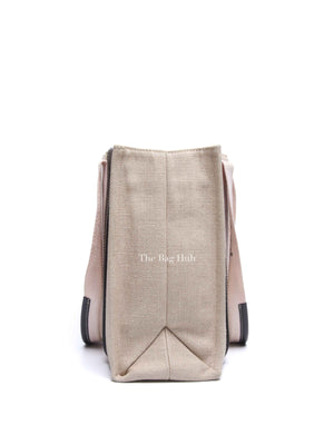 Chloe White/Pink Canvas Medium Woody Tote Bag