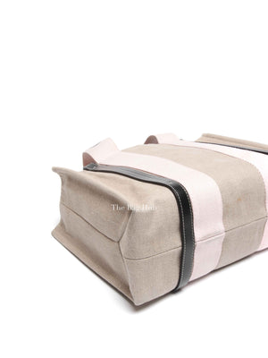 Chloe White/Pink Canvas Medium Woody Tote Bag