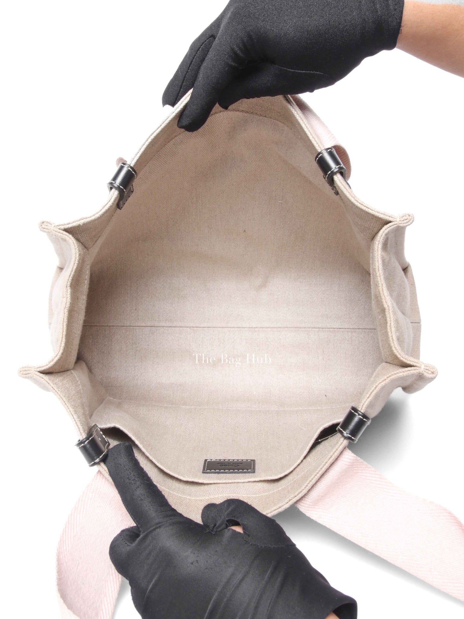 Chloe White/Pink Canvas Medium Woody Tote Bag