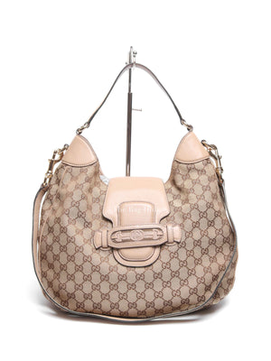 Gucci Beige Canvas GG Dressage Hobo Bag