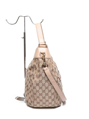 Gucci Beige Canvas GG Dressage Hobo Bag