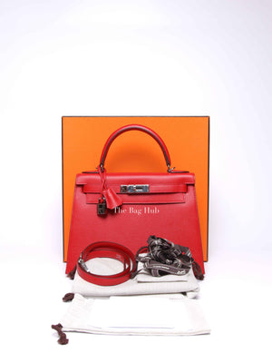 Hermes Rouge Epsom Leather Kelly 28 Bag PHW