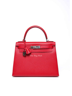 Hermes Rouge Epsom Leather Kelly 28 Bag PHW
