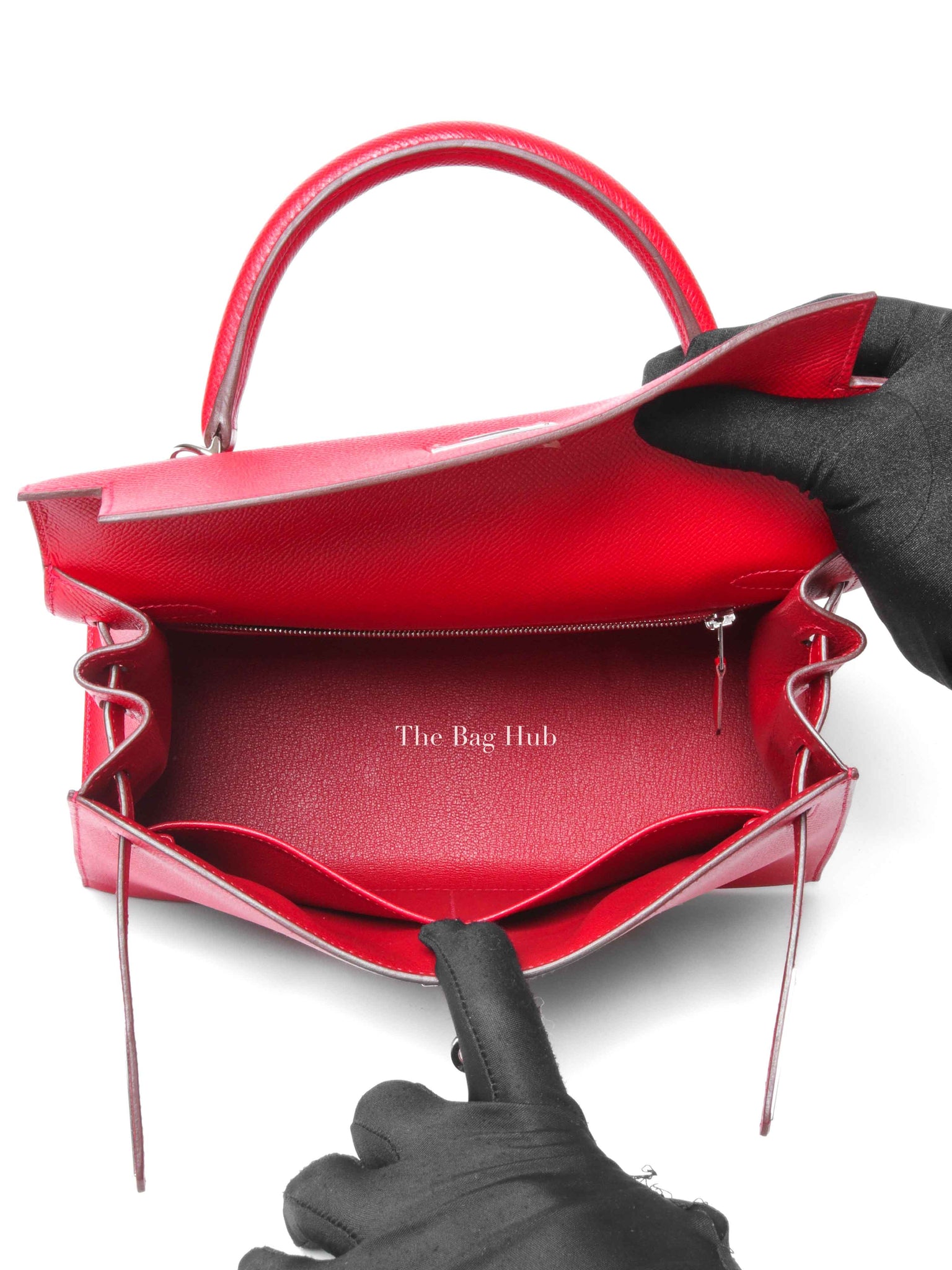 Hermes Rouge Epsom Leather Kelly 28 Bag PHW